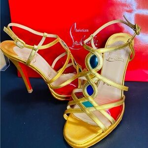 Christian Louboutin Gold Strappy Heels